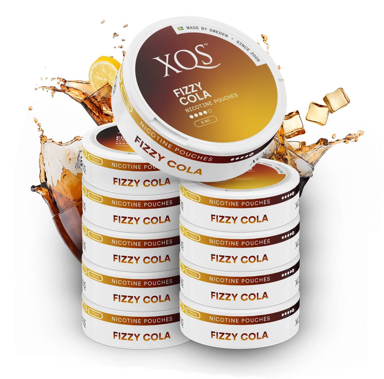 10 Cans XQS Fizzy Cola Strong