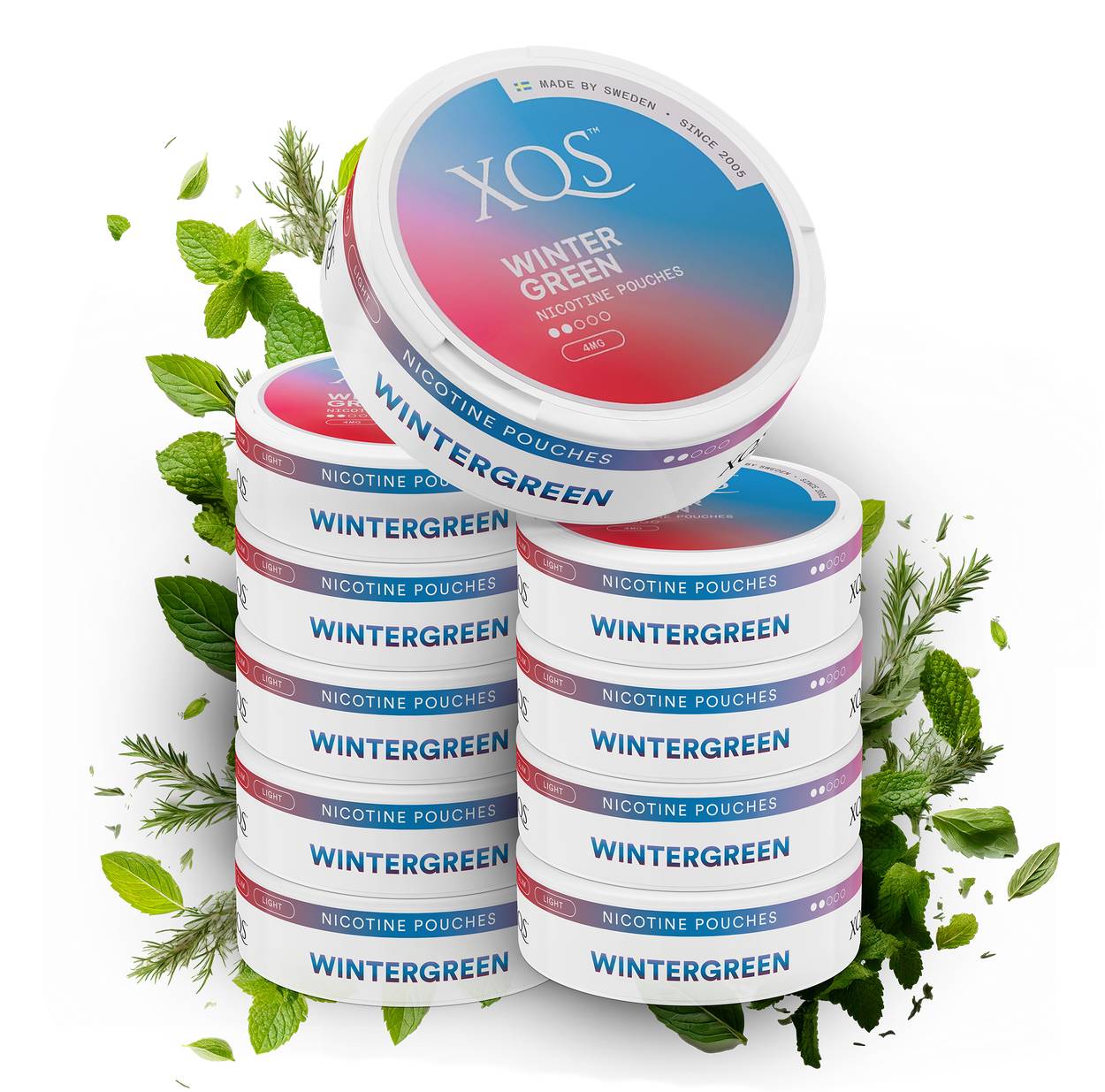 10 Cans XQS Wintergreen 4mg