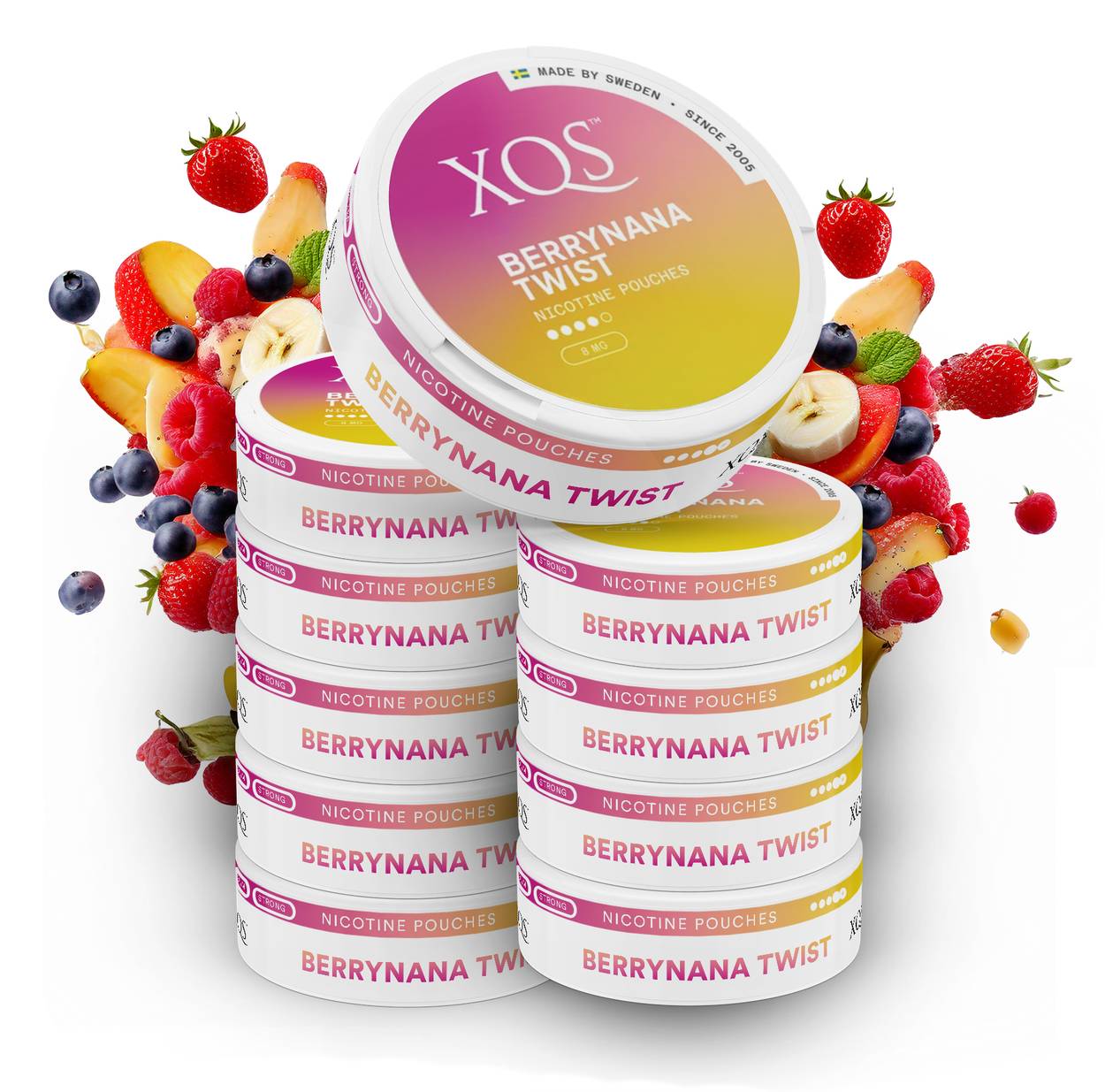 10 Cans XQS Berrynana Twist Slim Strong