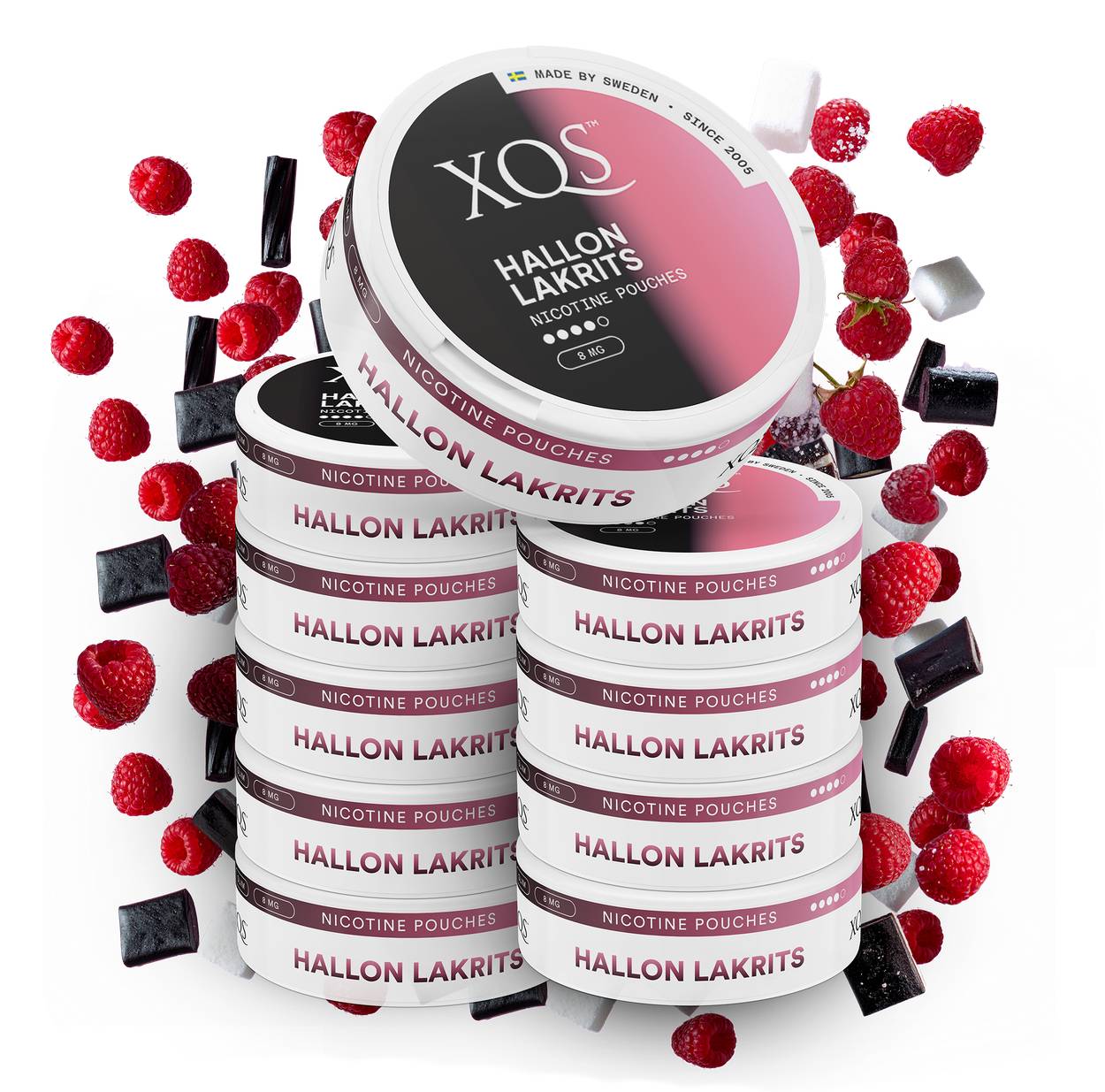 10 Cans XQS Hallon Lakrits Strong