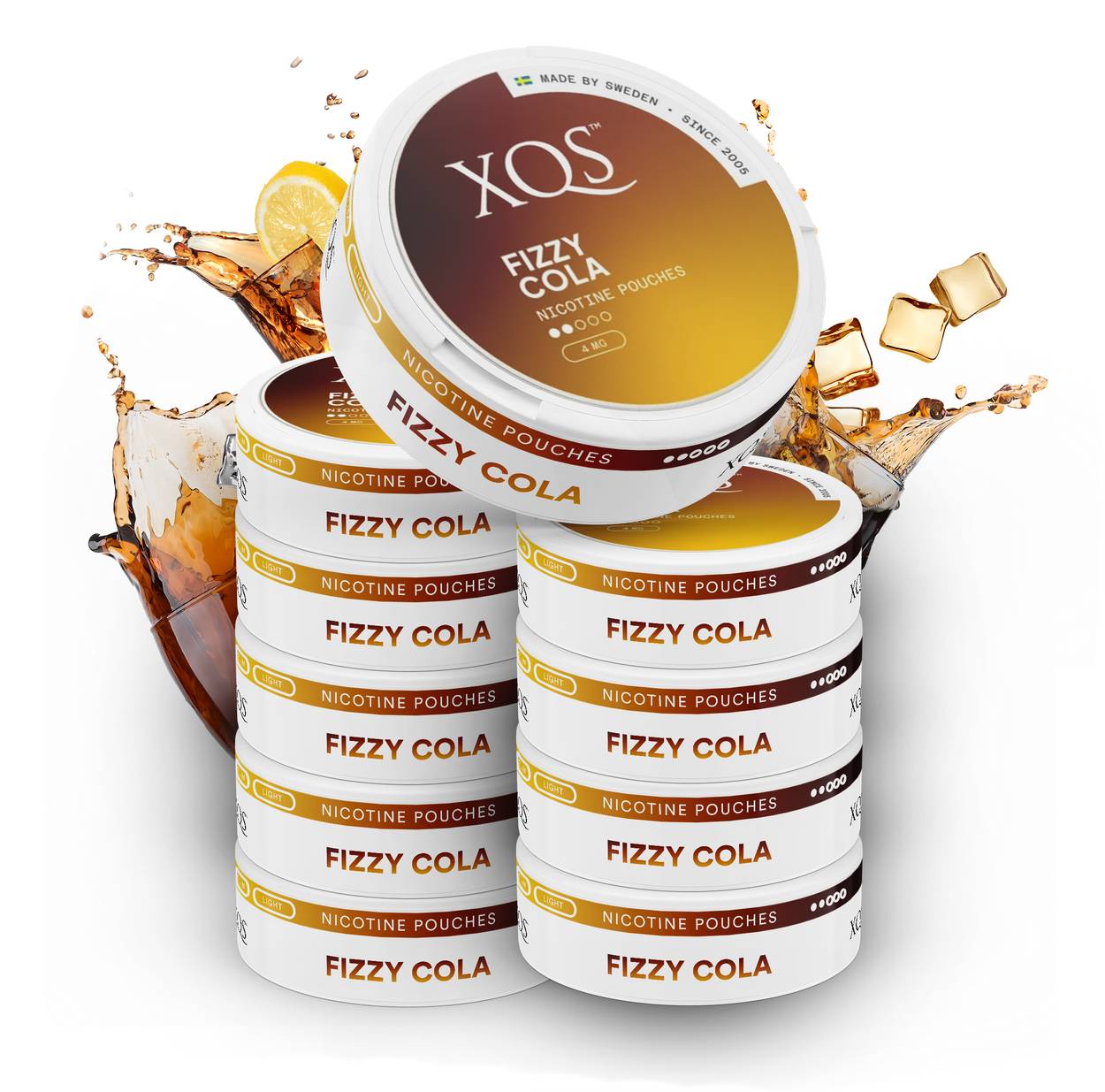10 Cans XQS Fizzy Cola 4mg