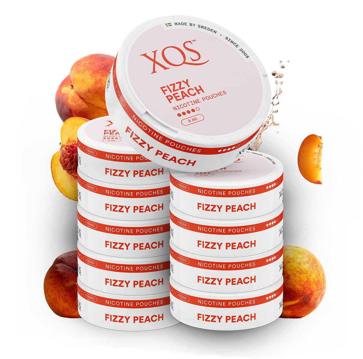 10 Cans XQS Fizzy Peach Strong