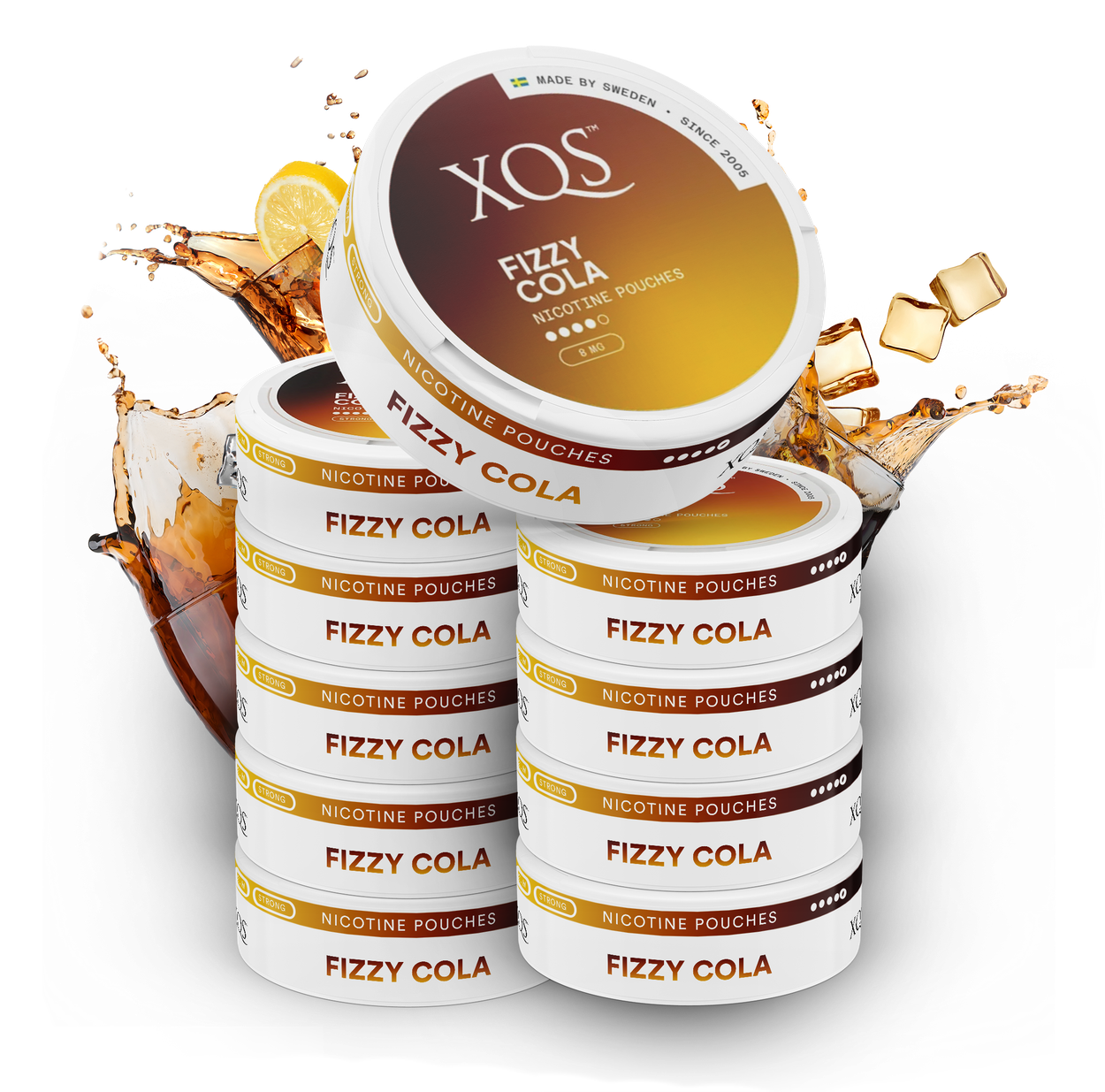 10 Cans XQS Fizzy Cola Strong