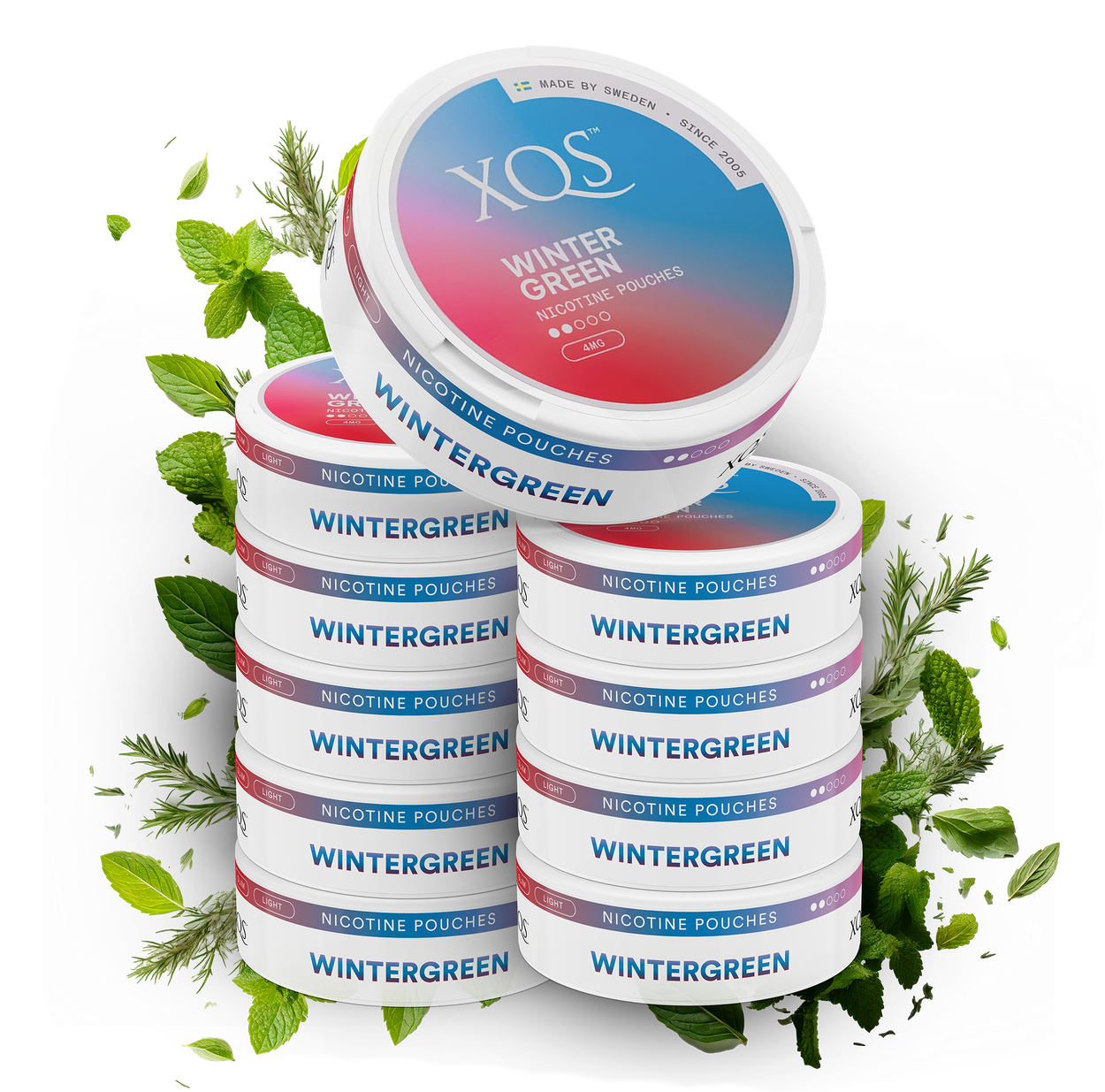 10 Cans XQS Wintergreen 4mg