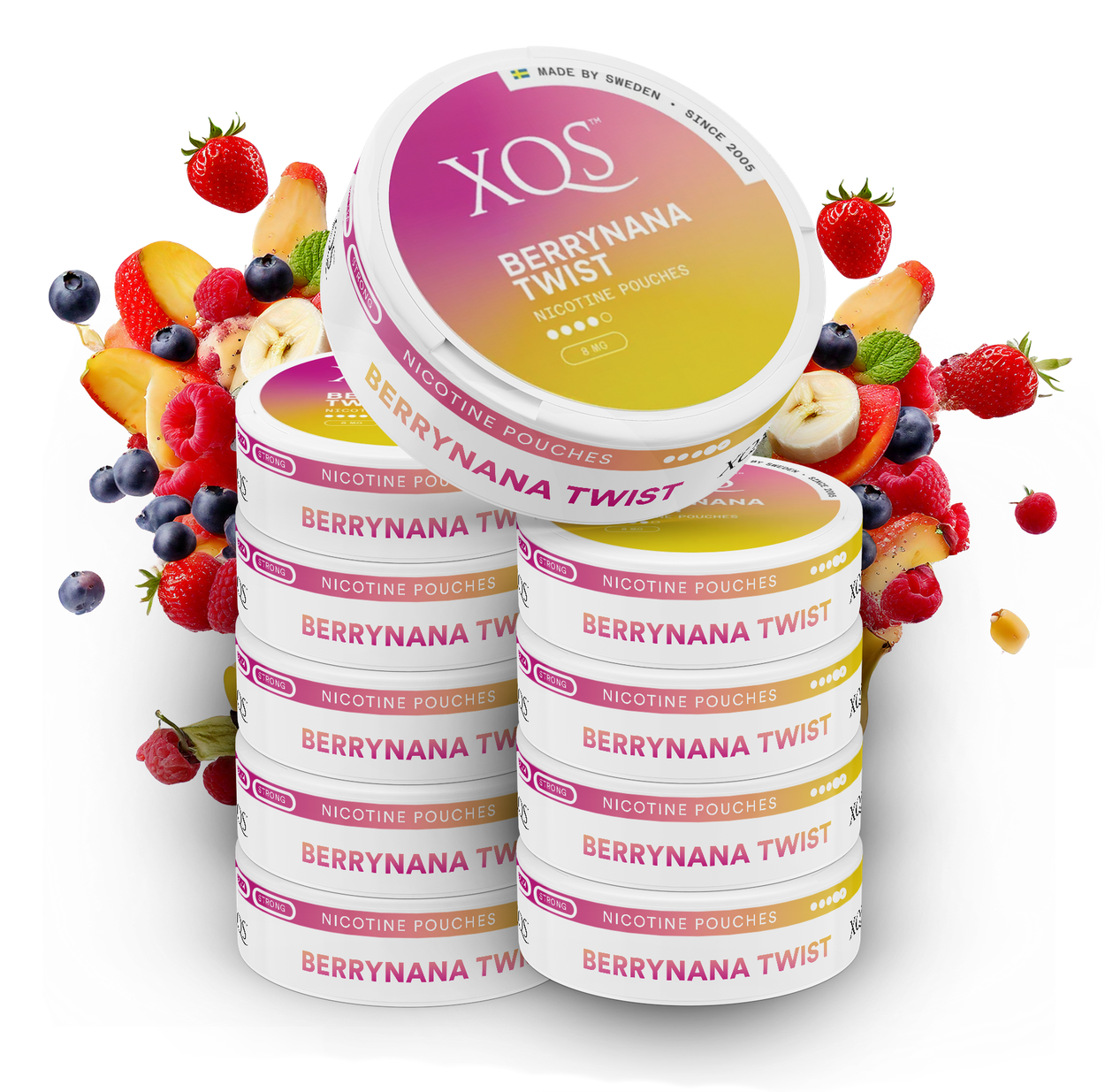 10 Cans XQS Berrynana Twist Slim Strong