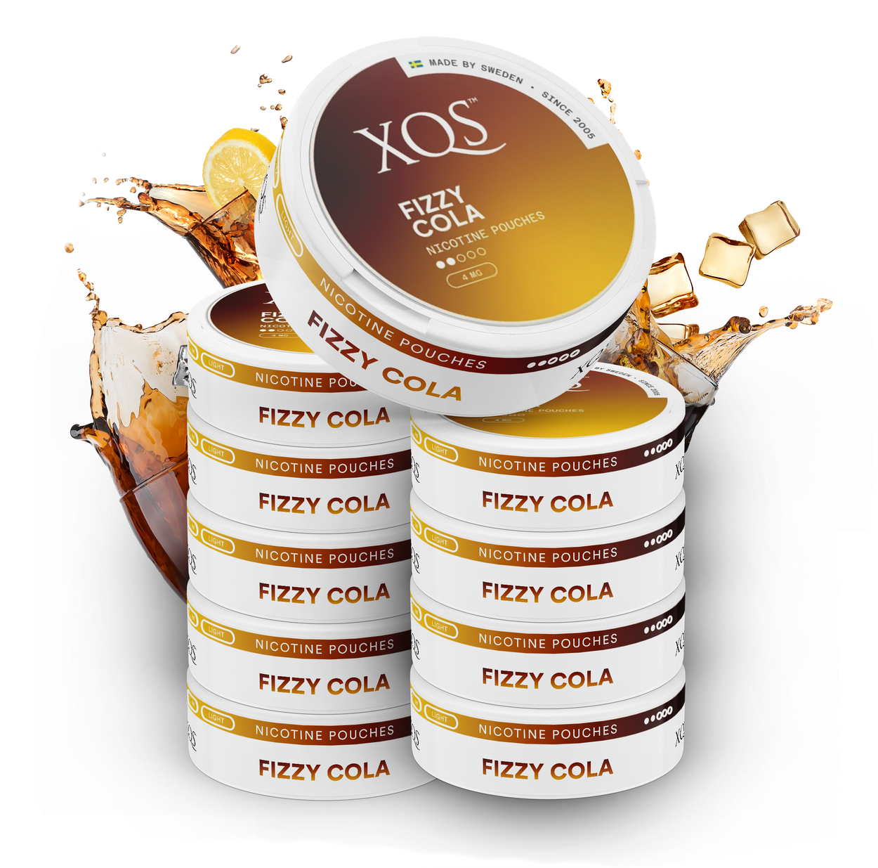 10 Cans XQS Fizzy Cola 4mg