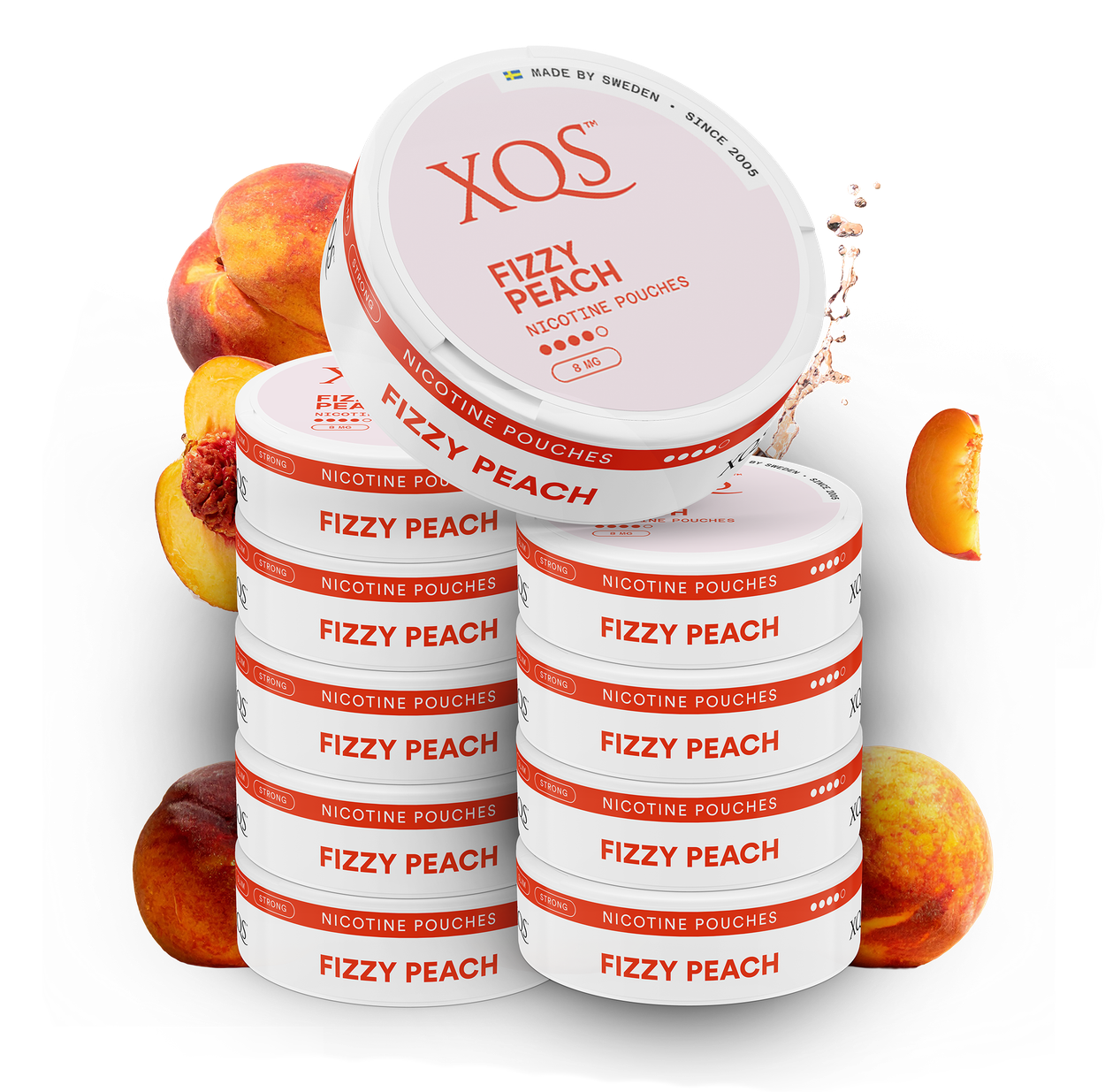 10 Cans XQS Fizzy Peach Strong