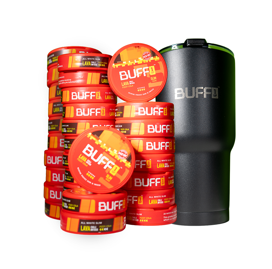 30 Cans BUFF 1UP Lava Strong + Thermos